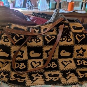 Dooney & Bourke Black and Tan Graphic Tote